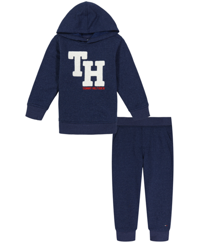 Tommy Hilfiger Baby Boys Monogram Fleece Hoodie And Joggers, 2 Piece Set In Navy