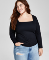 AND NOW THIS TRENDY PLUS SIZE SQUARE-NECK LONG-SLEEVE TOP