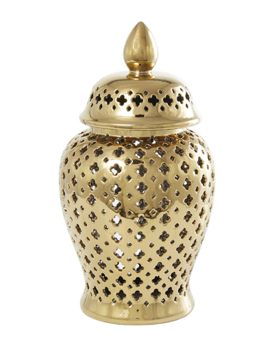 Peyton Lane Decorative Ceramic Jar With Lid In Gold