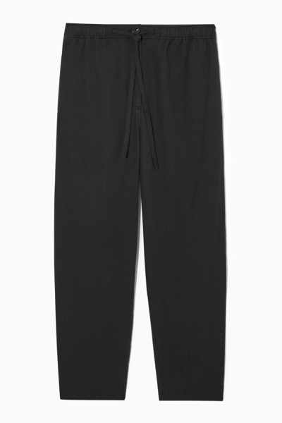 Cos Barrel-leg Drawstring Trousers In Black