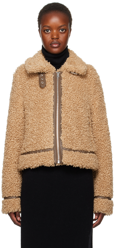 Stand Studio Brown Audrey Faux-shearling Jacket In Beige