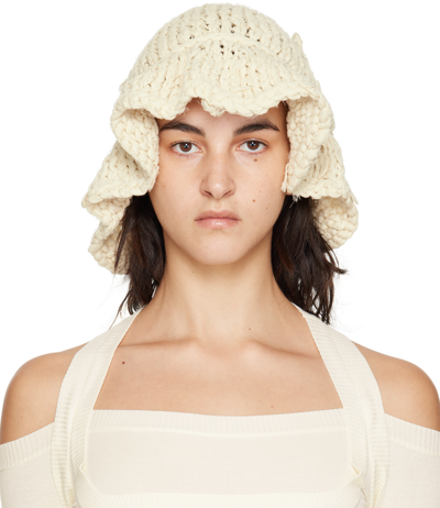 Airei Off-white Distressed Bucket Hat In Natural