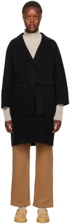 S Max Mara Arona Belted Double-faced Wool Coat In 013 Black