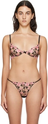 Fleur Du Mal Roses And Thorns Embroidered Demi Bra In 0100 Black