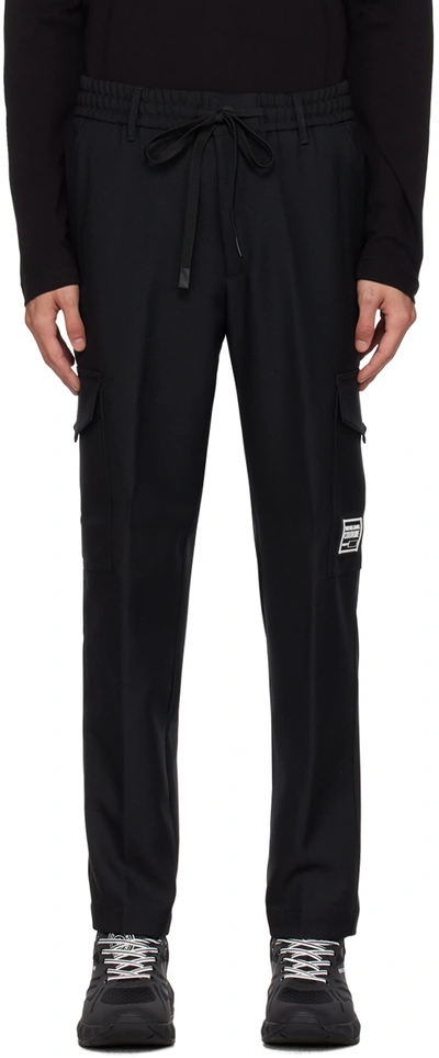 Versace Jeans Couture Black Piece Number Cargo Pants In E899 Black