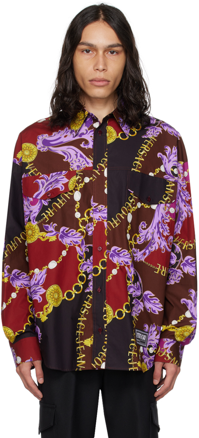 Versace Jeans Couture Purple Chain Couture Shirt In Eg51 Plum + Crimson