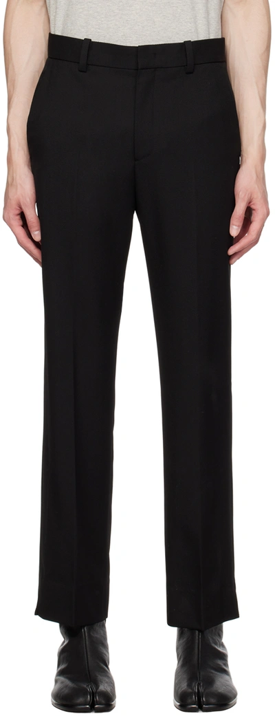 Solid Homme: Black One Tuck Trousers