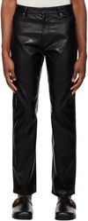 SYSTEM BLACK PANELED FAUX-LEATHER TROUSERS