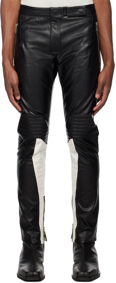 System Black Biker Faux-leather Trousers