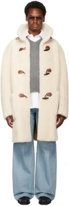 SYSTEM OFF-WHITE OVERSIZED FAUX-SHEARLING COAT