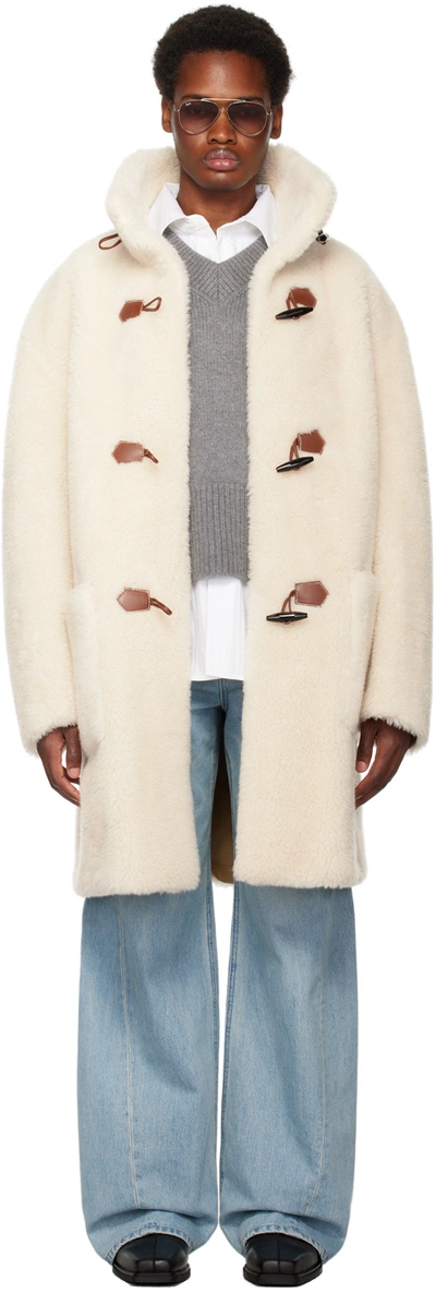 System Off-white Oversized Faux-shearling Coat In Ivory