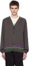 PS BY PAUL SMITH BROWN STRIPED CARDIGAN