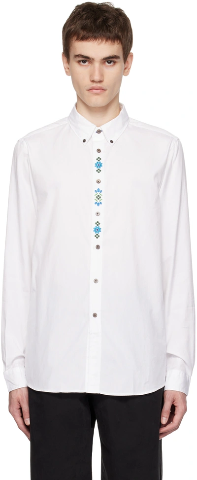 Ps By Paul Smith White Embroidered Shirt In 01 Whites