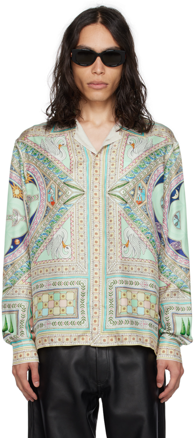 Casablanca Le Labyrinthe Printed Silk Twill Shirt In Multicolour