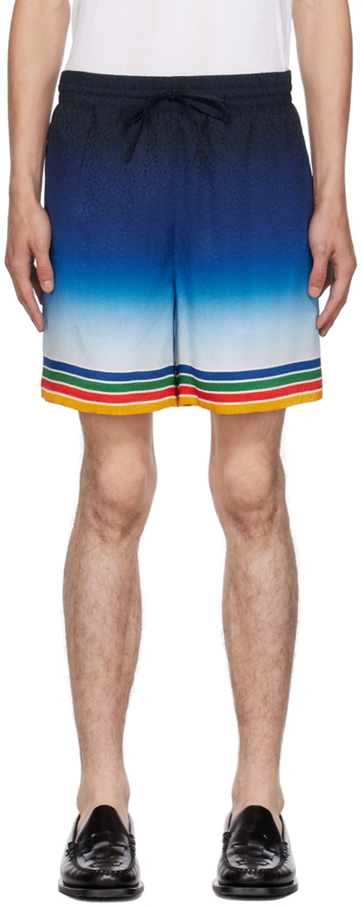 Casablanca Men's Degrade Multi-trim Silk Shorts In Studio De Musique