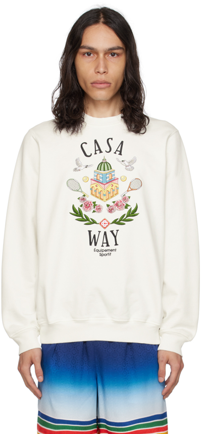 Casablanca Casa Way Embroidered Organic-cotton Sweatshirt In Grey