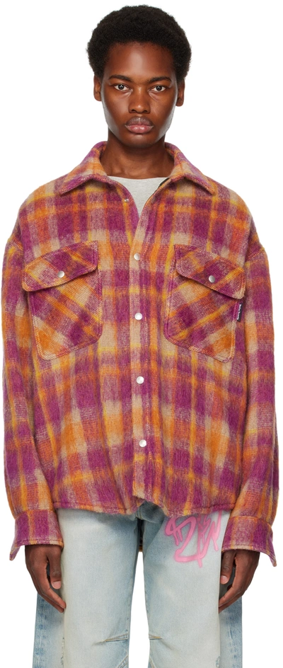 Palm Angels Plaid-print Shirt Jacket In Burg