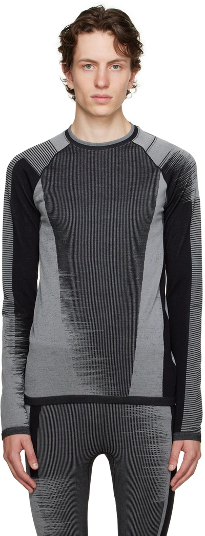 Y-3 Black & Gray Engineered Long Sleeve T-shirt In Black/vista Grey