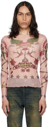 ANNA SUI SSENSE EXCLUSIVE PINK TATTOO LONG SLEEVE T-SHIRT