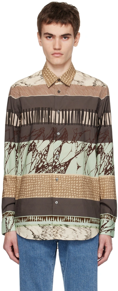 Paul Smith Beige & Brown Printed Shirt In 34 Greens