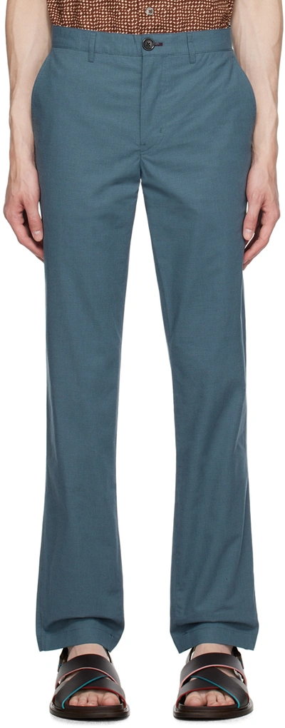 Ps By Paul Smith Blue Micro Check Trousers In 43 Blues