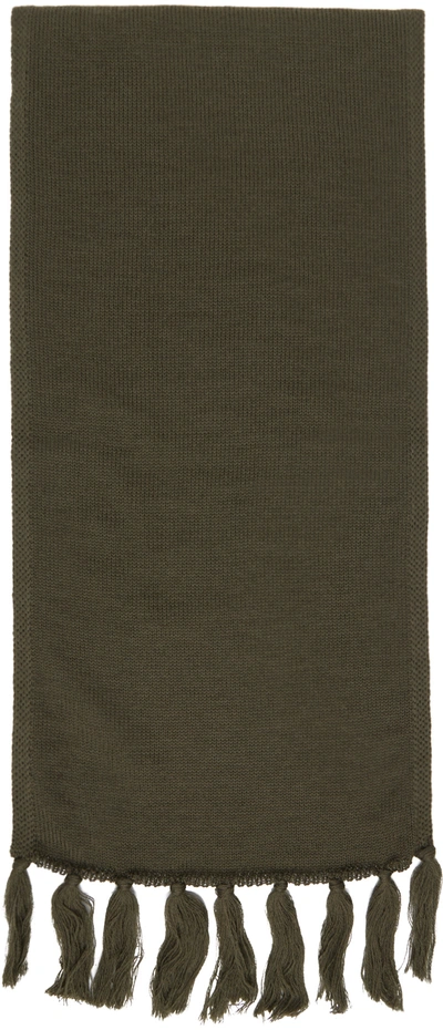 Our Legacy Khaki Knitted Scarf In Swamp Green Rustic M