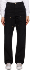 Carhartt Double Knee Pant In Black Aged Canvas