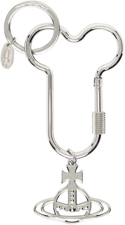 Vivienne Westwood Silver Carabiner Keychain In 223-om000a-q401pf