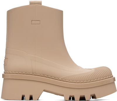 Chloé Chloe Woman Beige Rubber Raina Ankle Boots In Brown