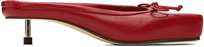 Jacquemus Les Mules Bow Ballerina Slides In Red