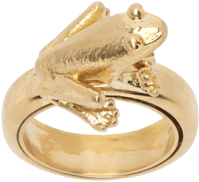 Jw Anderson Gold Frog Ring In 120 Gold