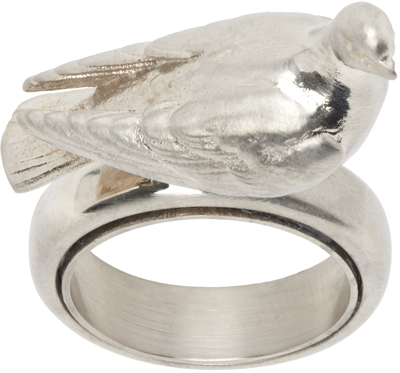 Jw Anderson Silver Pigeon Ring In 917 Silver Tone