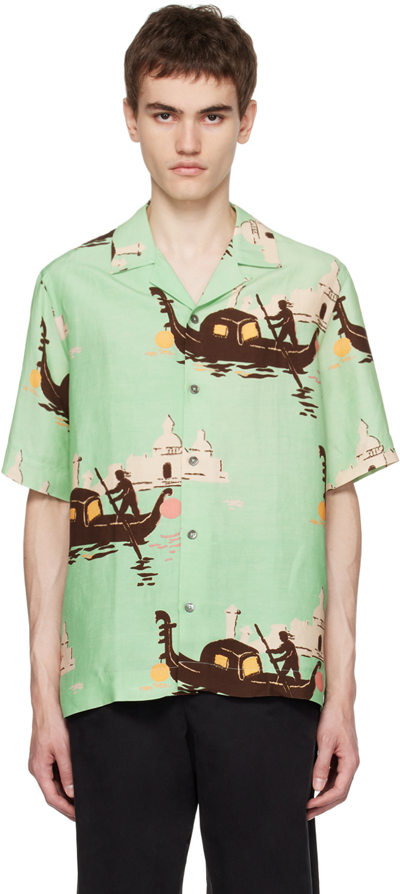 Paul Smith Green Printed Shirt In 30 Greens