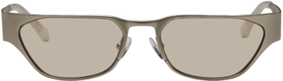 A Better Feeling Silver Echino Sunglasses In Matte Steel/amber