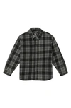 VOLCOM KIDS' WALLACE PLAID FLEECE SNAP-UP SHIRT JACKET