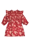 Iris & Ivy Kids' Floral Smocked Bodice Dress In Red