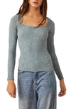 FREE PEOPLE HAVE IT ALL SQUARE NECK KNIT TOP