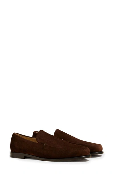 Khaite 20mm Alessio Suede Loafers In Brown