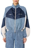 Amiri Chambray Retro Logo-print Track Jacket In Blue-chambray