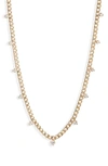 ZOË CHICCO 14K GOLD CURB CHAIN DIAMOND STATION NECKLACE