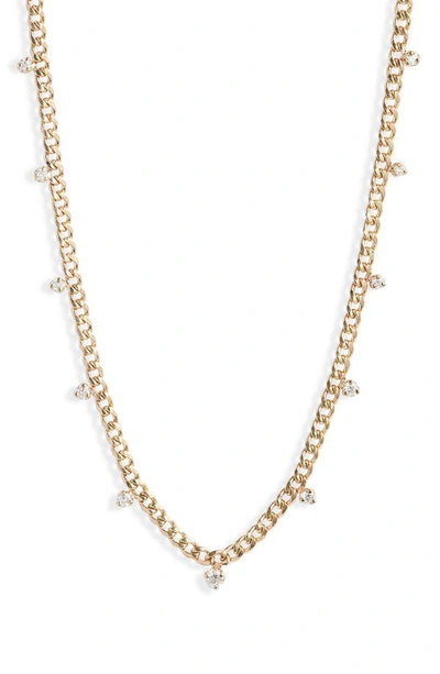 Zoë Chicco Women's Prong Diamonds 14k Yellow Gold & 0.48 Tcw Diamond Small Curb Chain Necklace In Gold/white