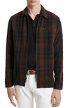 John Varvatos Men's Robbins Full-zip Plaid Sport Shirt In Dark Brown