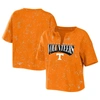 Wear By Erin Andrews Women's  Tennessee Orange Tennessee Volunteers Bleach Wash Splatter Cropped Notc In Orange