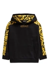 VERSACE KIDS' BAROCCO GLITTER LOGO HOODIE