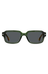 Hugo Boss 53mm Rectangular Sunglasses In Green Havana/ Gray