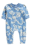 Tiny Tribe Wiggle Print Romper In Cornflower Blue