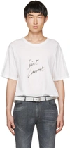 SAINT LAURENT WHITE SIGNATURE LOGO T-SHIRT