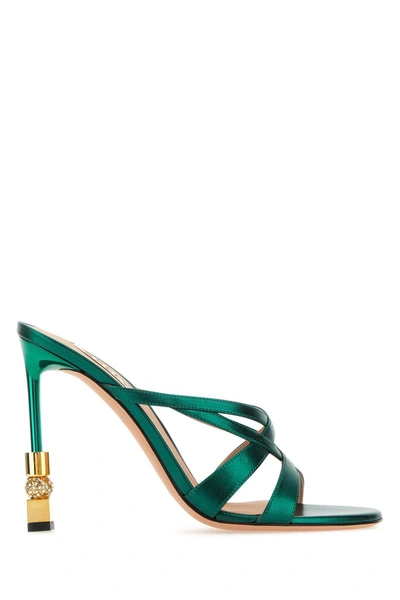 Bally Strapped Heel Sandals In Deepemerald50