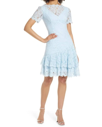 Shani Double Ruffle Lace Dress In Dusty Blue