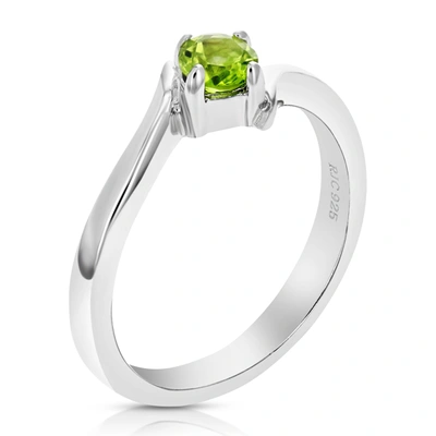 Vir Jewels 1/4 Cttw Peridot Ring .925 Sterling Silver With Rhodium Plating Round Shape 4 Mm In Green